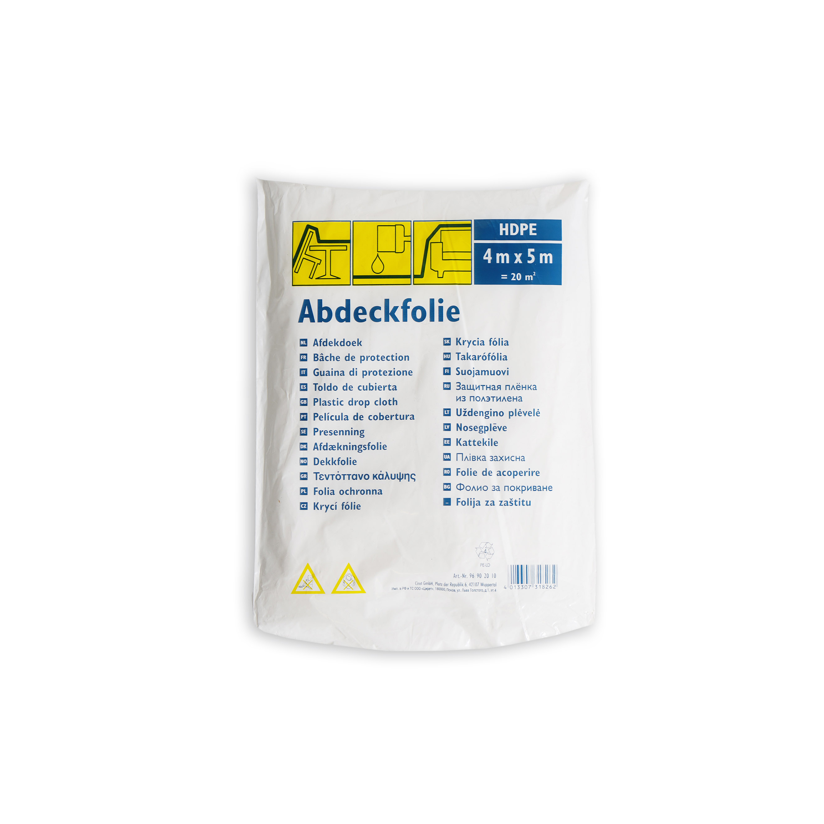 PROVISTON | Bâche protection peinture HDPE Standard 4 x 5 m | Bâche de peinture transparent