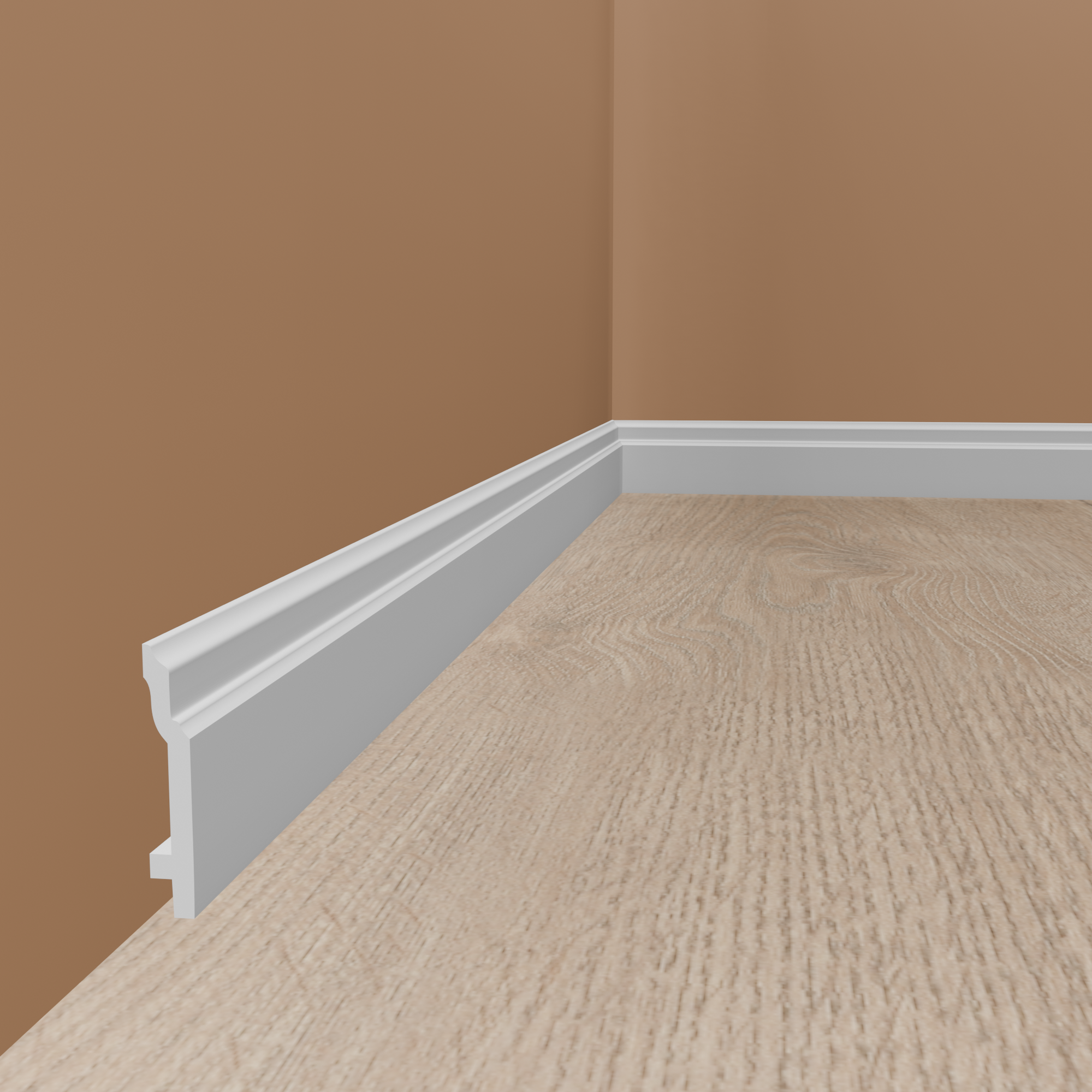 Plinthe blanche moderne Marbet HF-1 en polystyrène résistant à l'impact et à l'humidité