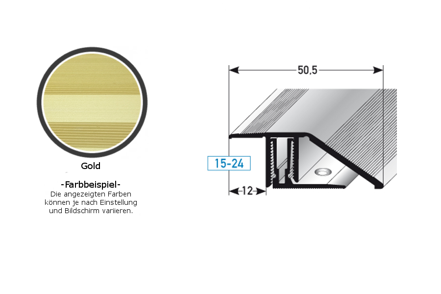Profilé de rattrapage | barre de seuil | pour hauteur 15 - 24 mm | 50.5 mm de large | 2 pcs | alu