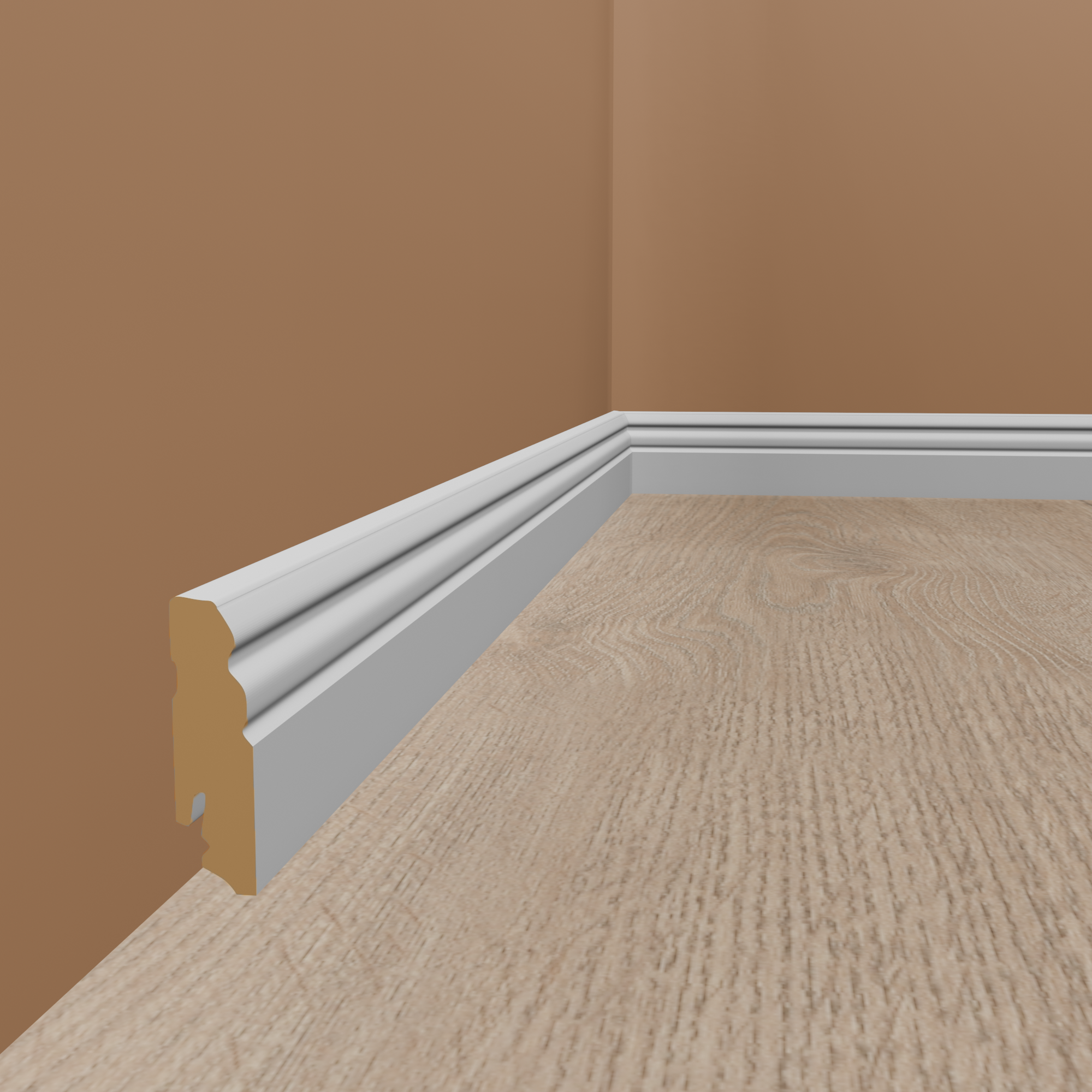 Neuhofer | Plinthe "Cambiano" | FU073L | MDF | 18 x 70 x 2400 mm | Blanc | Plinthe moulurée