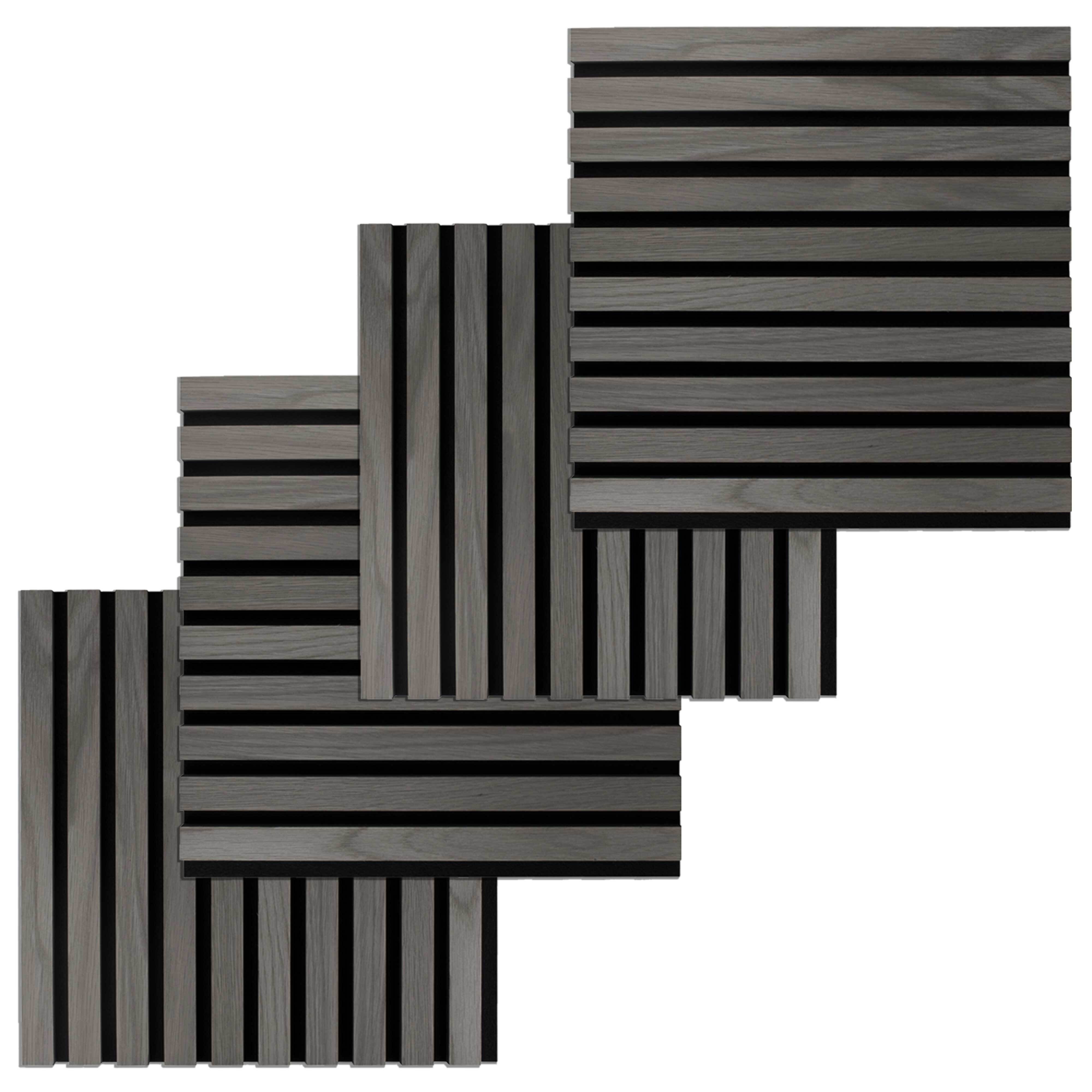 PROVISTON Panneau acoustique Lot de 4 - 400 x 400 x 21 mm chêne foncé MDF plaqué