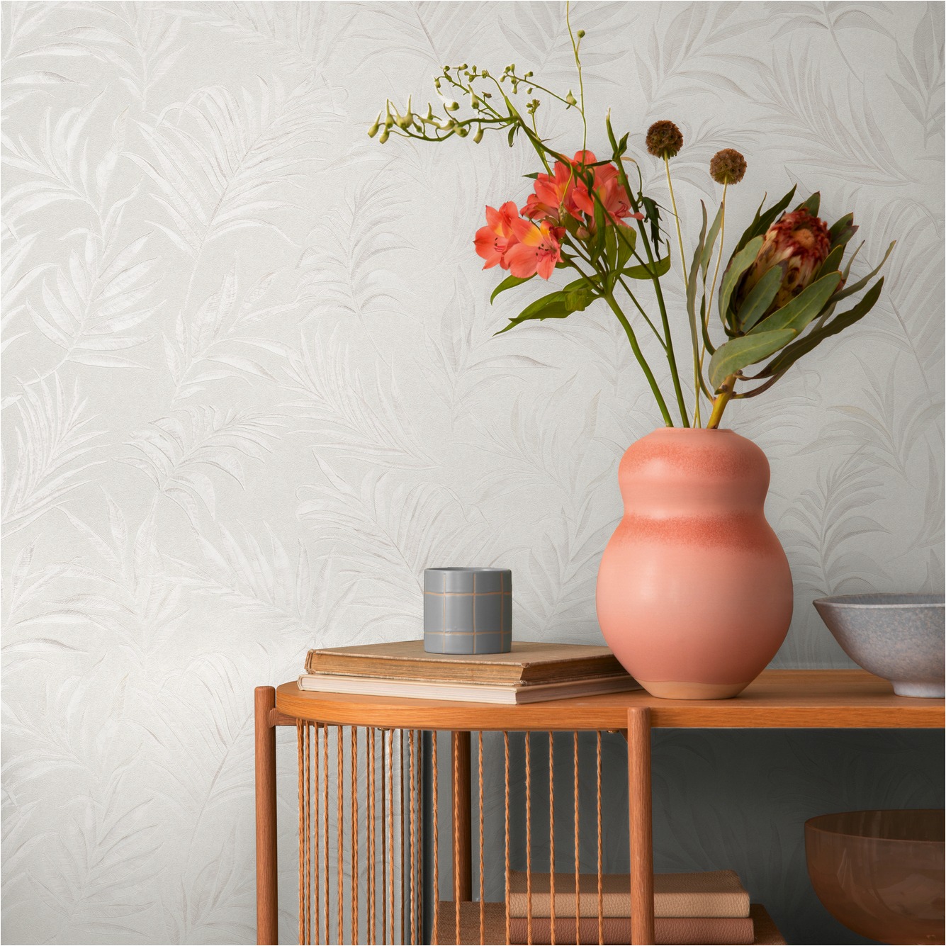 Papier peint intissé 791081 Blanc jungle feuilles de palmier CosmoLiving by Cosmopolitan A.S. Creation