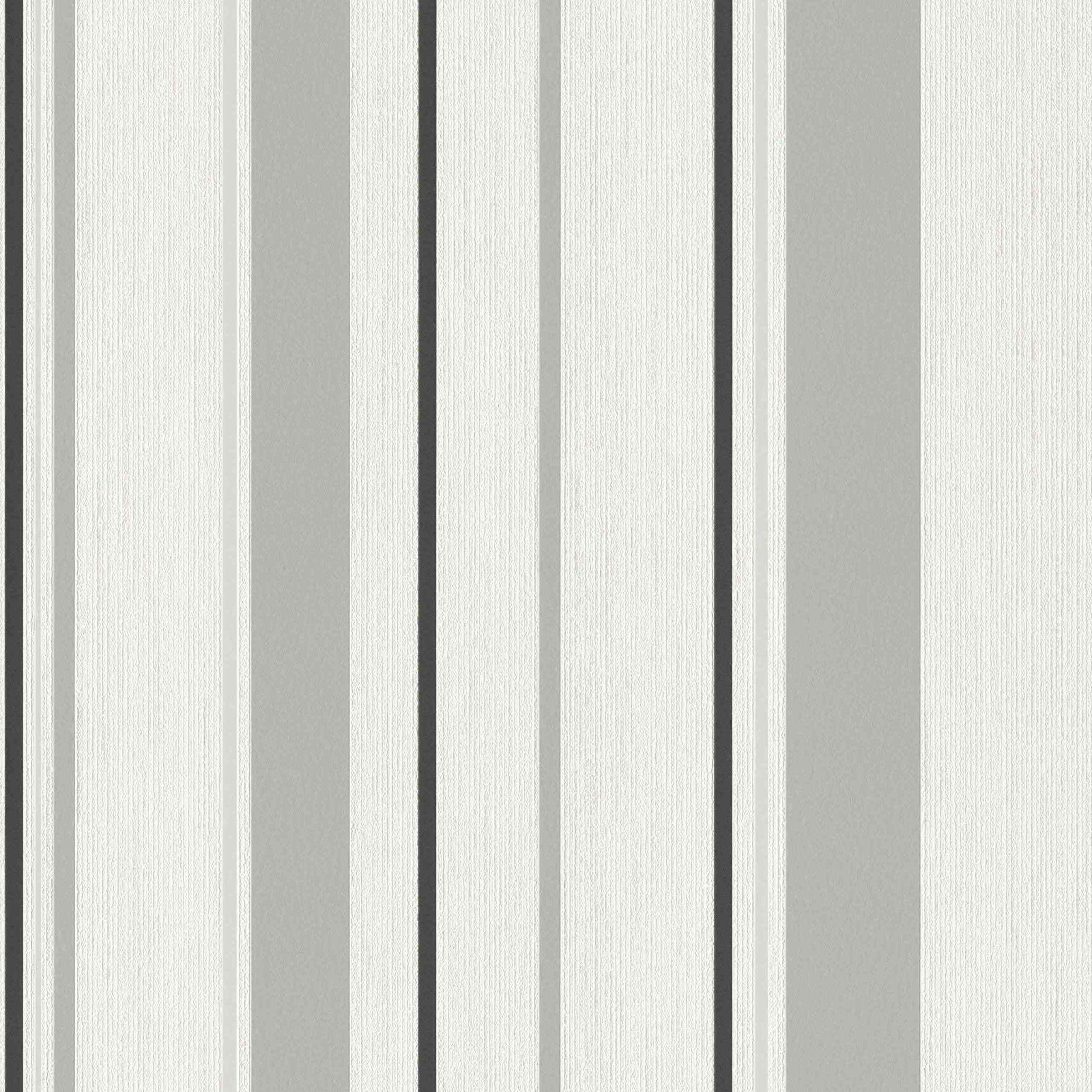 Rasch #ROCKNROLLE | 536256 | papier peint intissé à rayures | 0.53 m x 10.05 m | gris