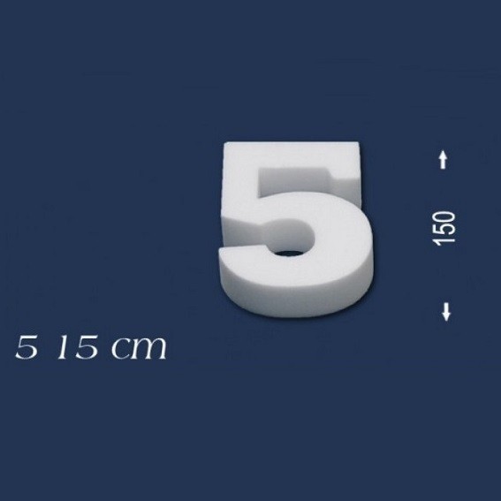 Wiesemann | Chiffre déco "5" | Polystyrène | Hauteur : 150 mm | Chiffre en polystyrène | Chiffre en 3D