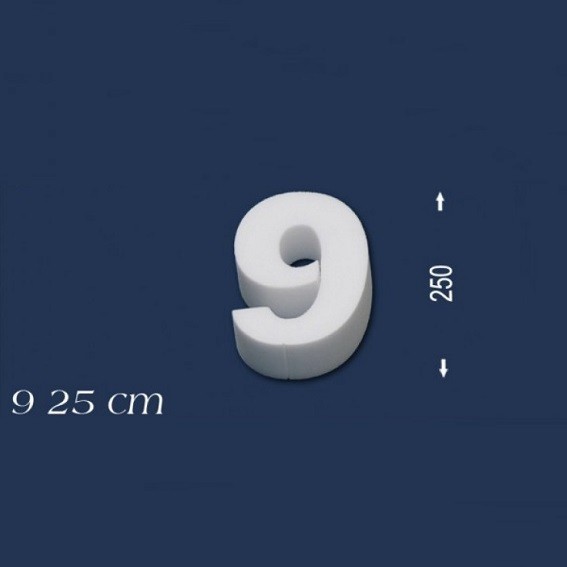 Wiesemann | Chiffre déco "9" | Polystyrène | Hauteur : 250 mm | Chiffre en polystyrène | Chiffre en 3D