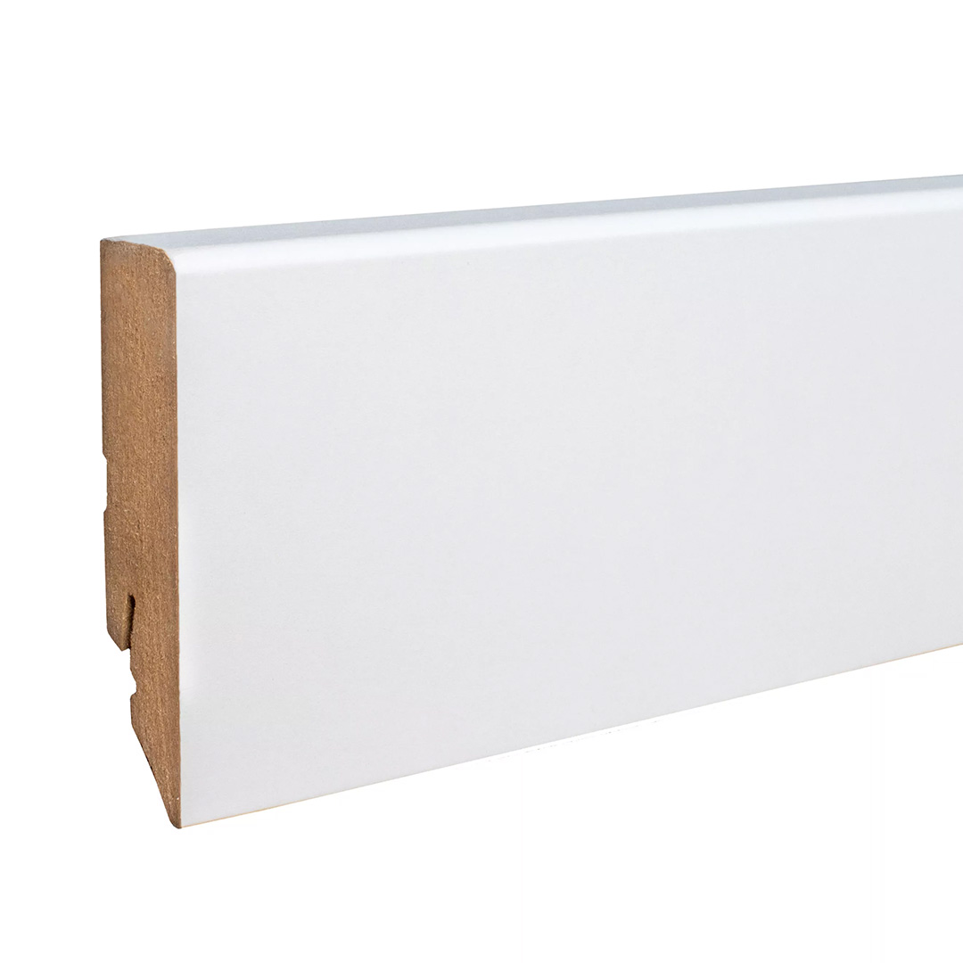 Plinthe MDF 16 x 70 x 2400 mm Blanc revêtu Arrondi Moderne Neuhofer