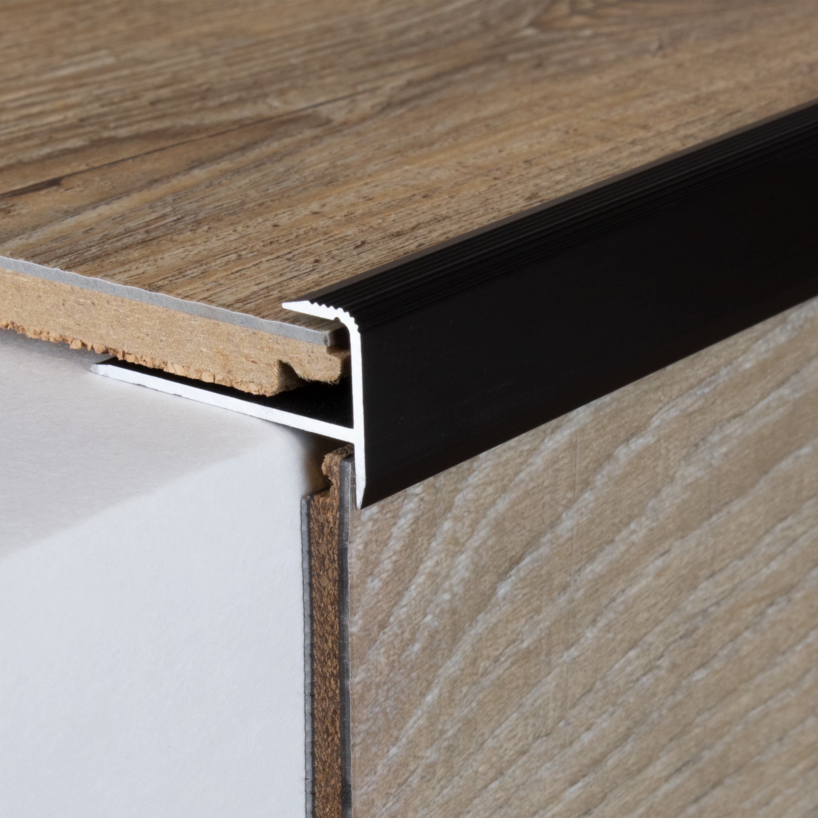 Profilé de finition à emboîter | avec nez pour sol stratifié/parquet 10.3 mm | alu anodisé
