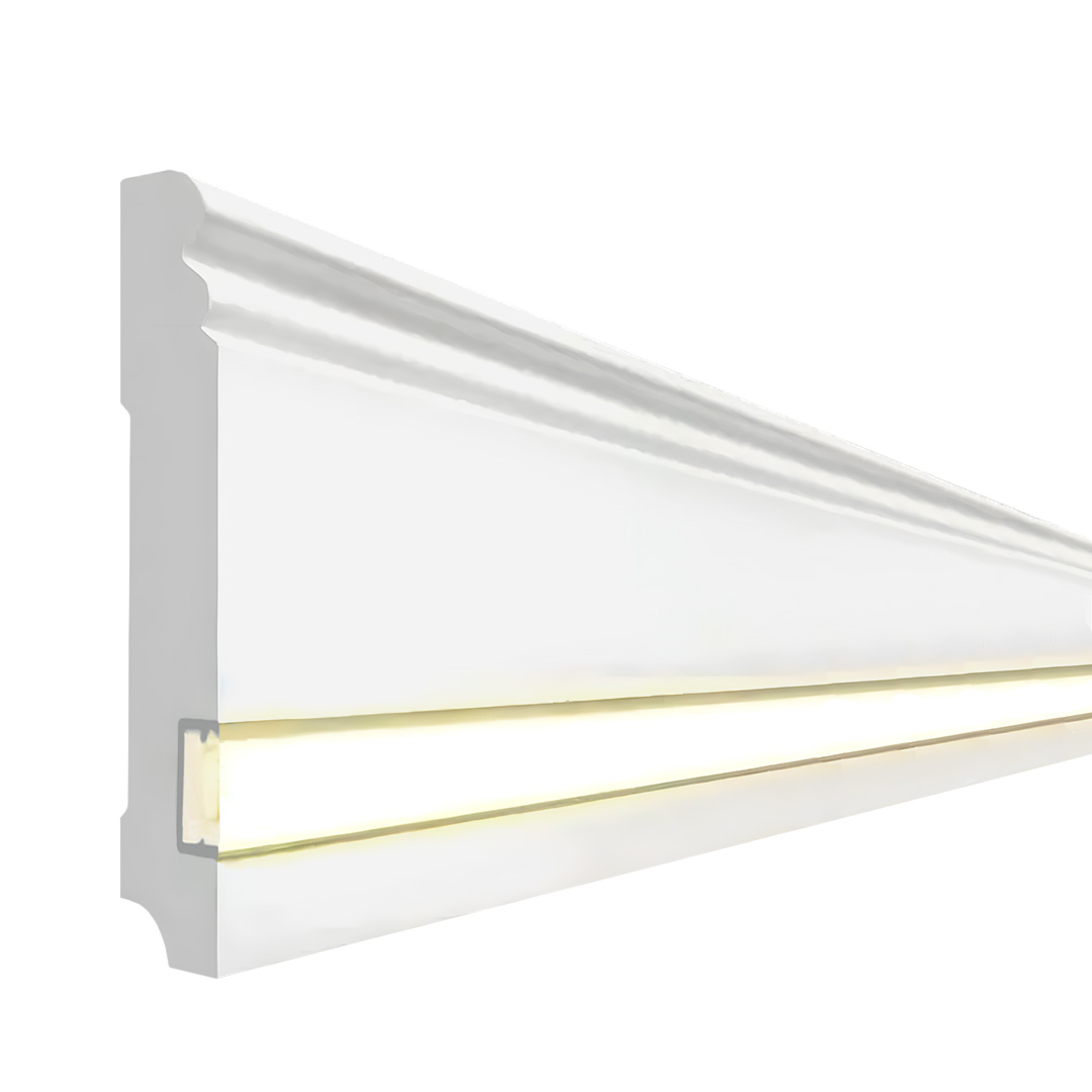 Plinthes contemporaines lumineuses Noyau en MDF, revêtus blanc (19 x 115 x 2500 mm) 719.115L PROVISTON