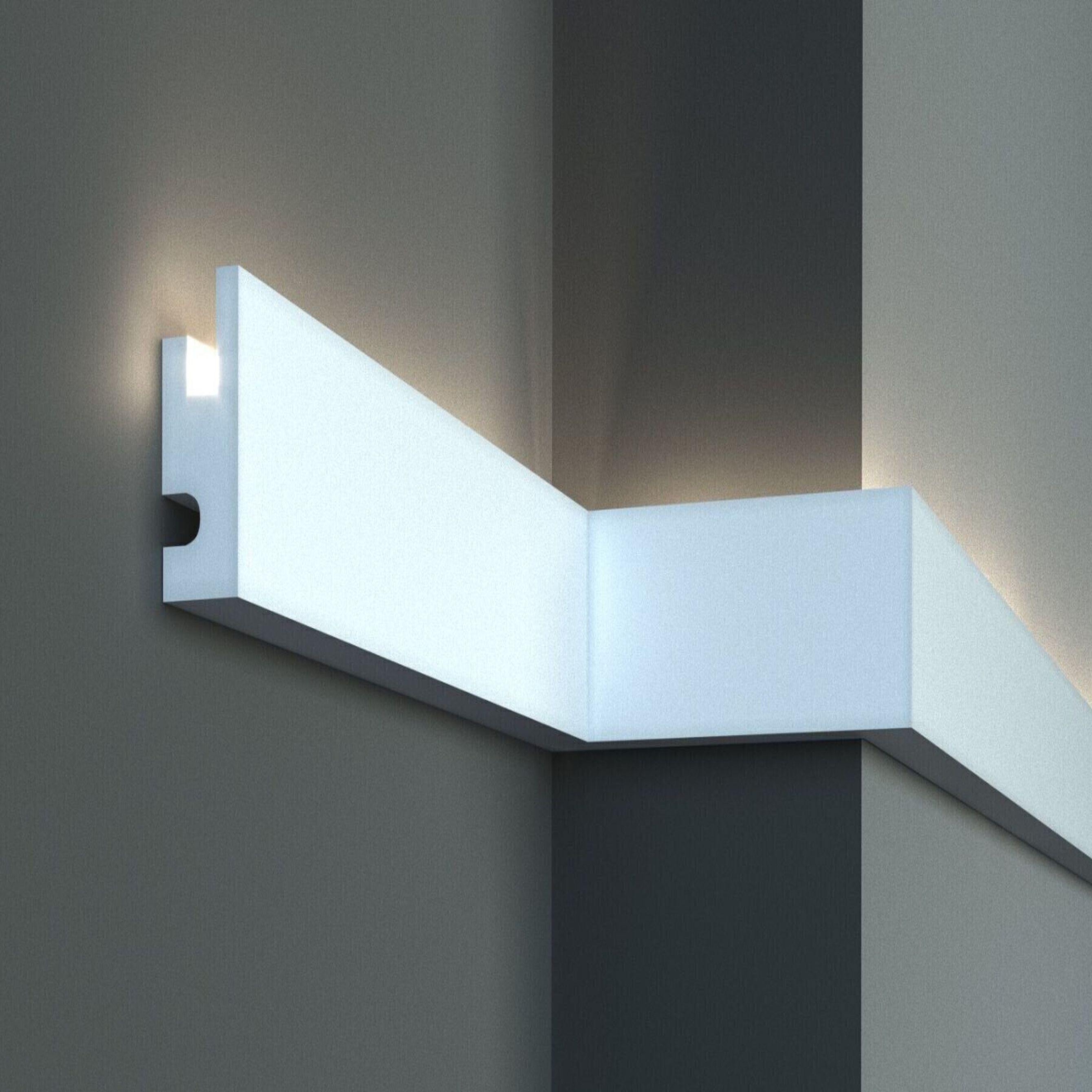 Elite Decor Plinthe lumineuse KD301| Polystyrène 90 x 40 x 1150 mm Blanc Plinthe de plafond en polystyrène expansé