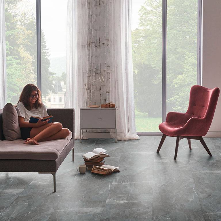 Check One Sol vinyle PVC 2151 Windeck 830 x 470 x 5 mm Clic vinyle aspect pierre Marbre