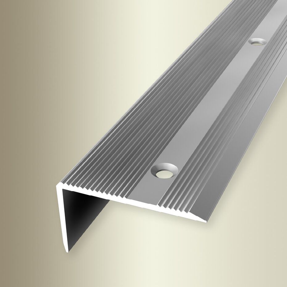 PROVISTON | Nez de marche | Largeur:40 mm | Hauteur:0 - 22 mm | Aluminium | Strié | Percé