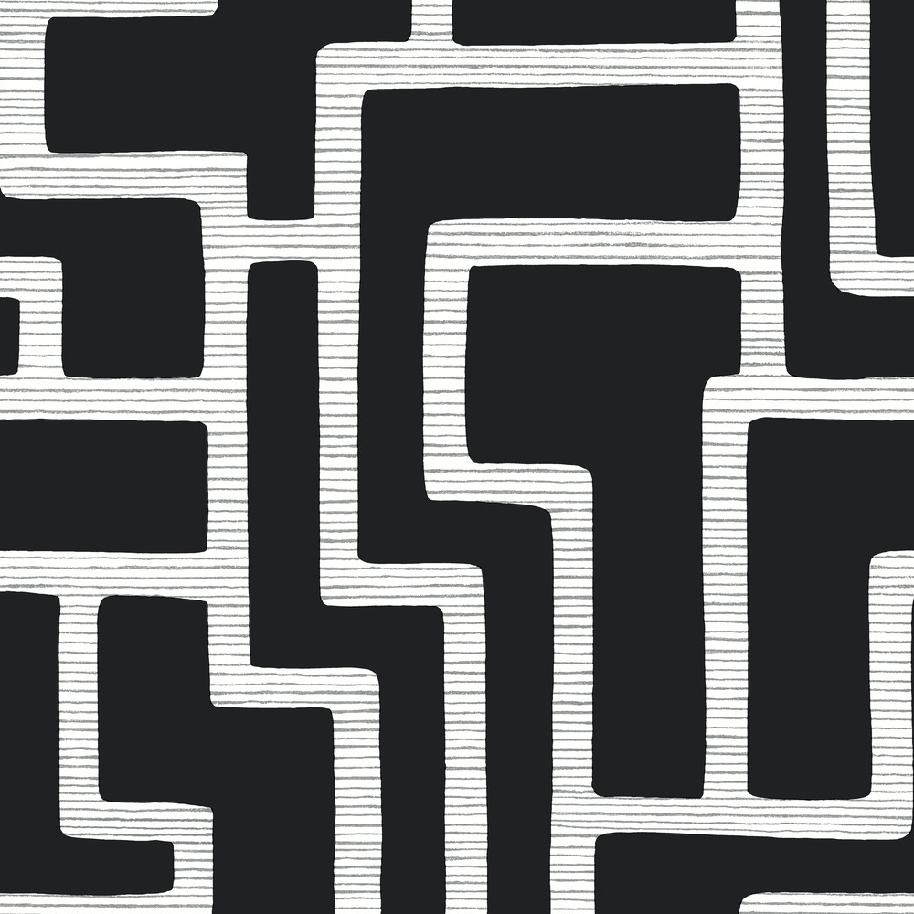 York Wallcoverings | Black and White | BW3831 | Sure Strip | Géométrique | 0.52 x 10m | Noir | Blanc