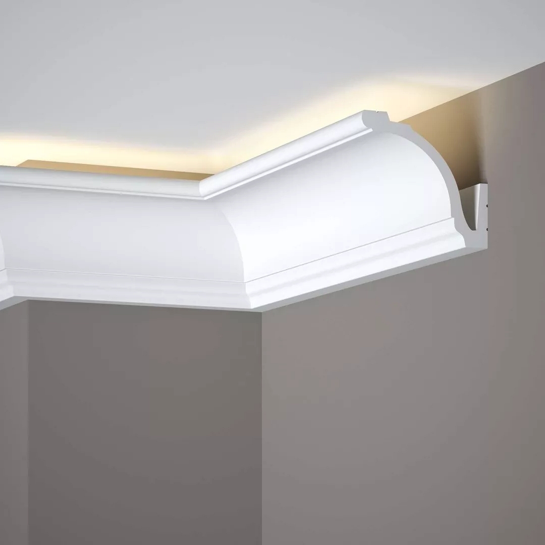 PROVISTON | Tringle à rideaux "NE161" | 92 x 83 x 2000 mm | Blanc | Moulure en stuc | Moulure de plafond | Moderne