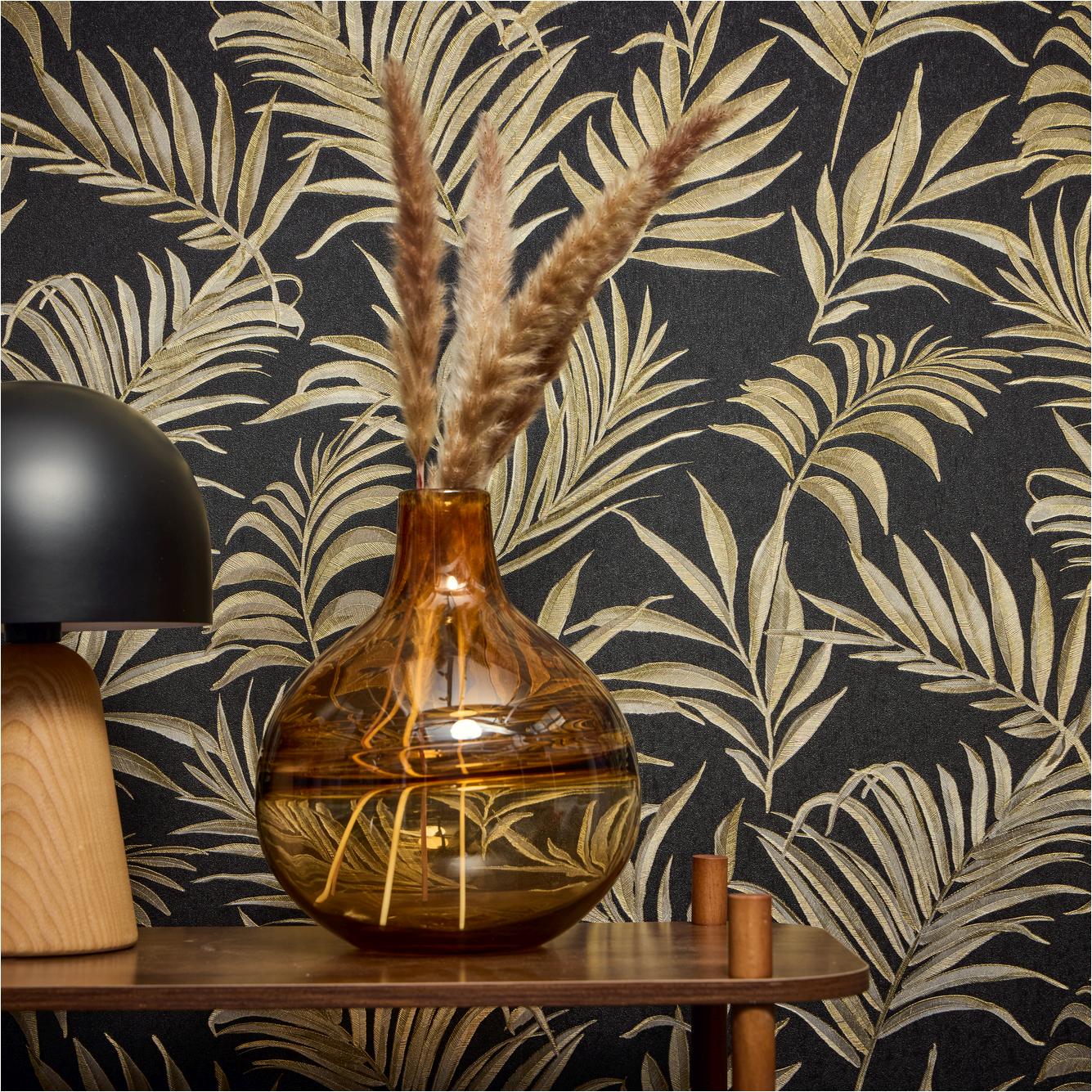 Papier peint intissé 791086 Noir jungle feuilles de palmier CosmoLiving by Cosmopolitan A.S. Creation