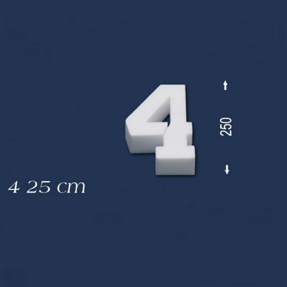Wiesemann | Chiffre déco "4" | Polystyrène | Hauteur : 250 mm | Chiffre en polystyrène | Chiffre en 3D