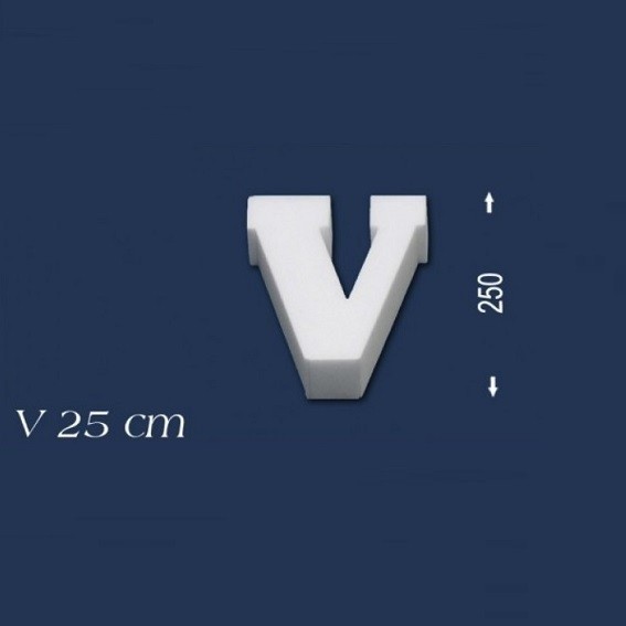Wiesemann | Lettre décorative "V" | Polystyrène | Hauteur : 250 mm | Lettre en polystyrène | Lettre 3D