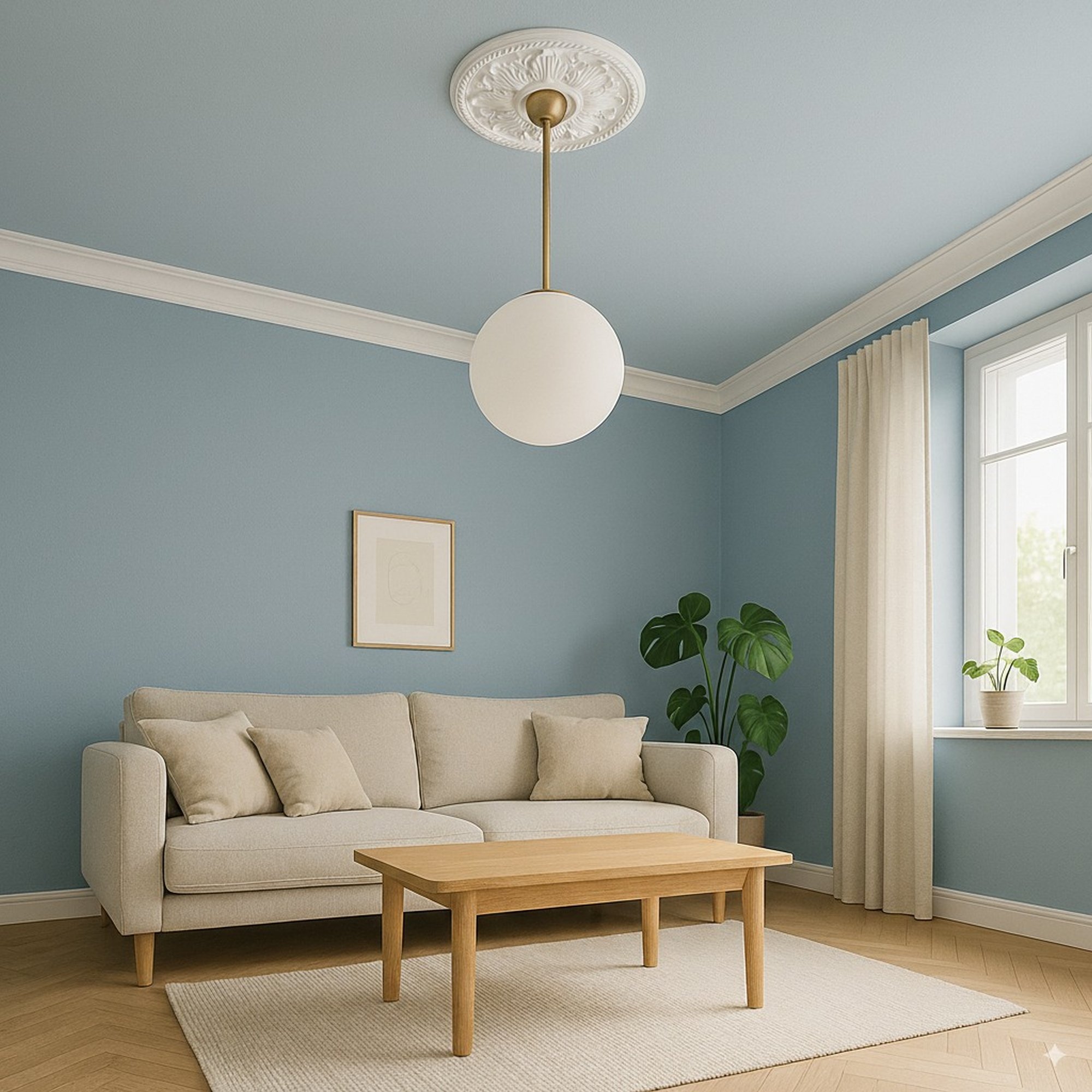 PROVISTON | Gips Rosette Newcastle | Echter Gipsstuck | Ø47cm | Stuckrosette