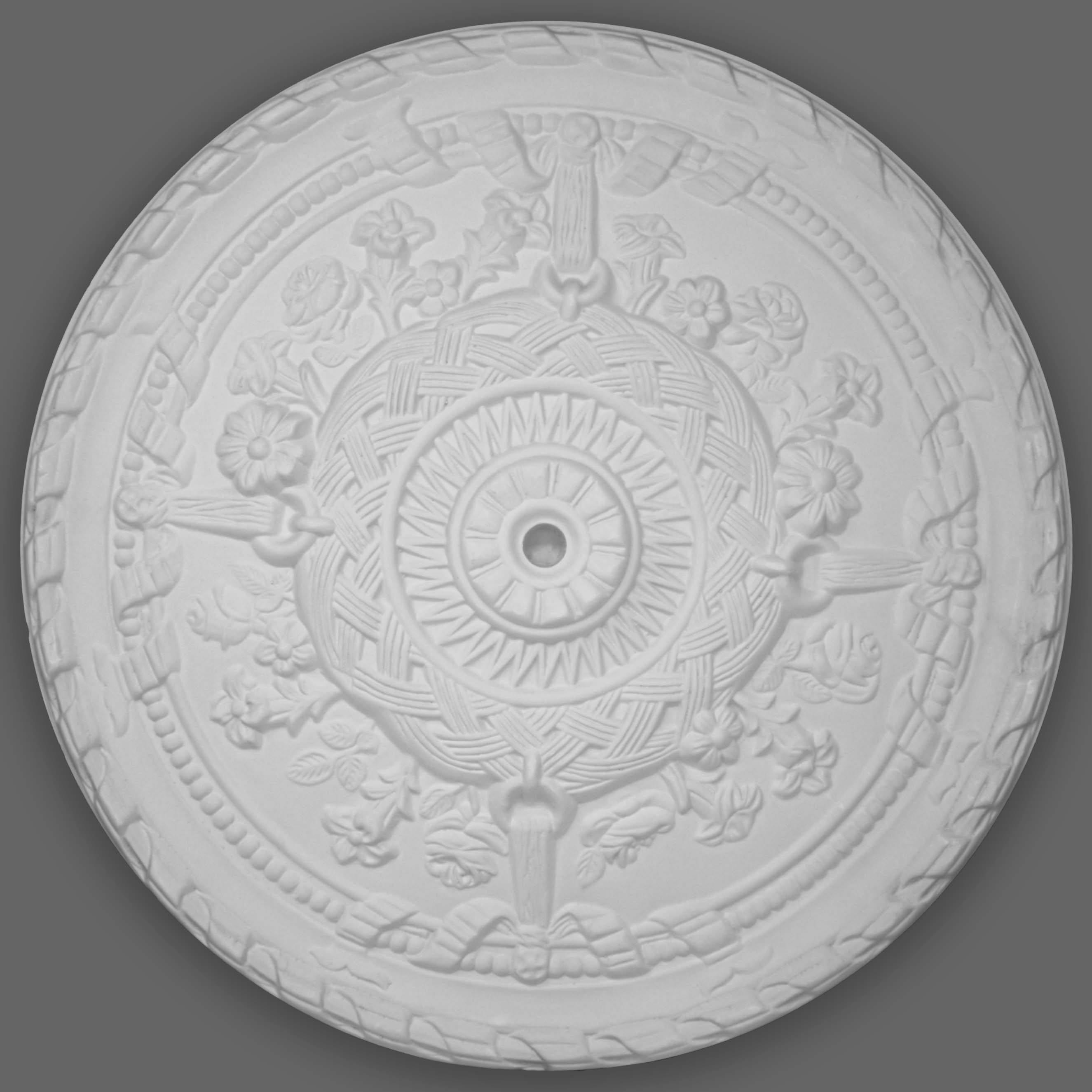 PROVISTON | Gips Rosette Huddersfield | Echter Gipsstuck | Ø55cm | Stuckrosette