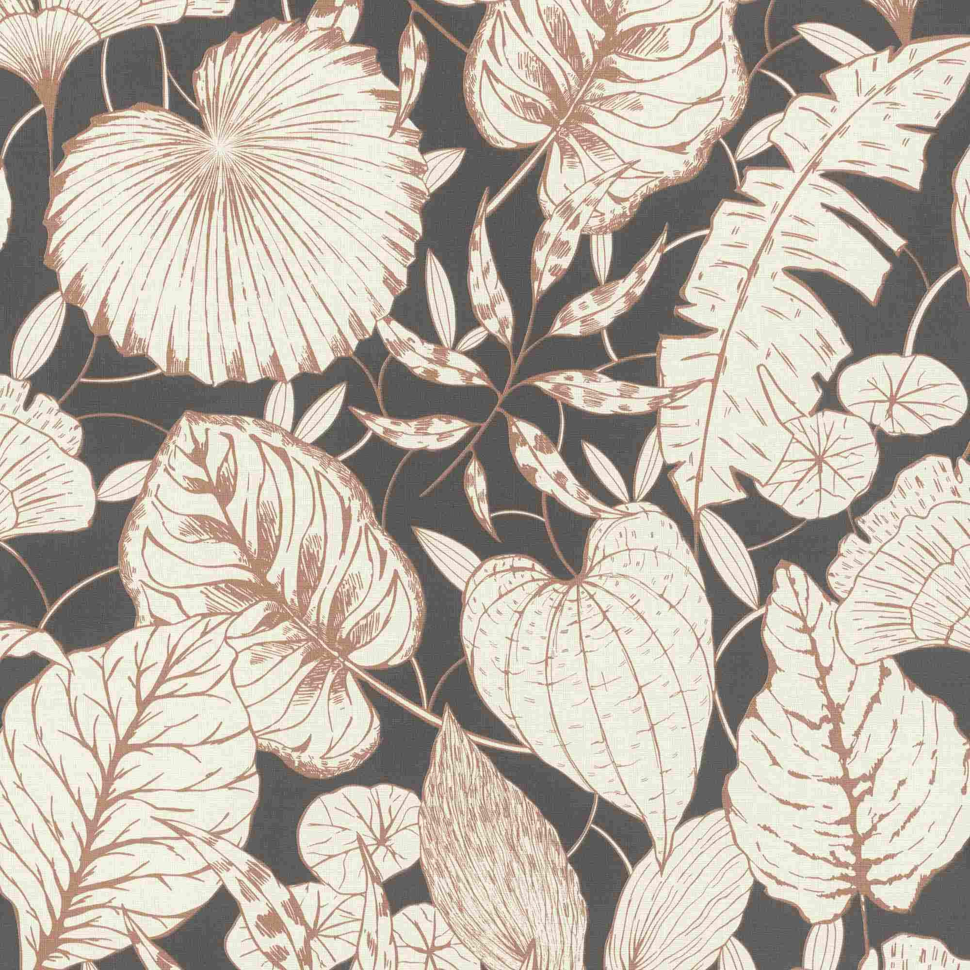 Rasch | Selection | 699302 | Papier peint intissé | Botanique | 10.05 x 0.53 m | Noir | Blanc