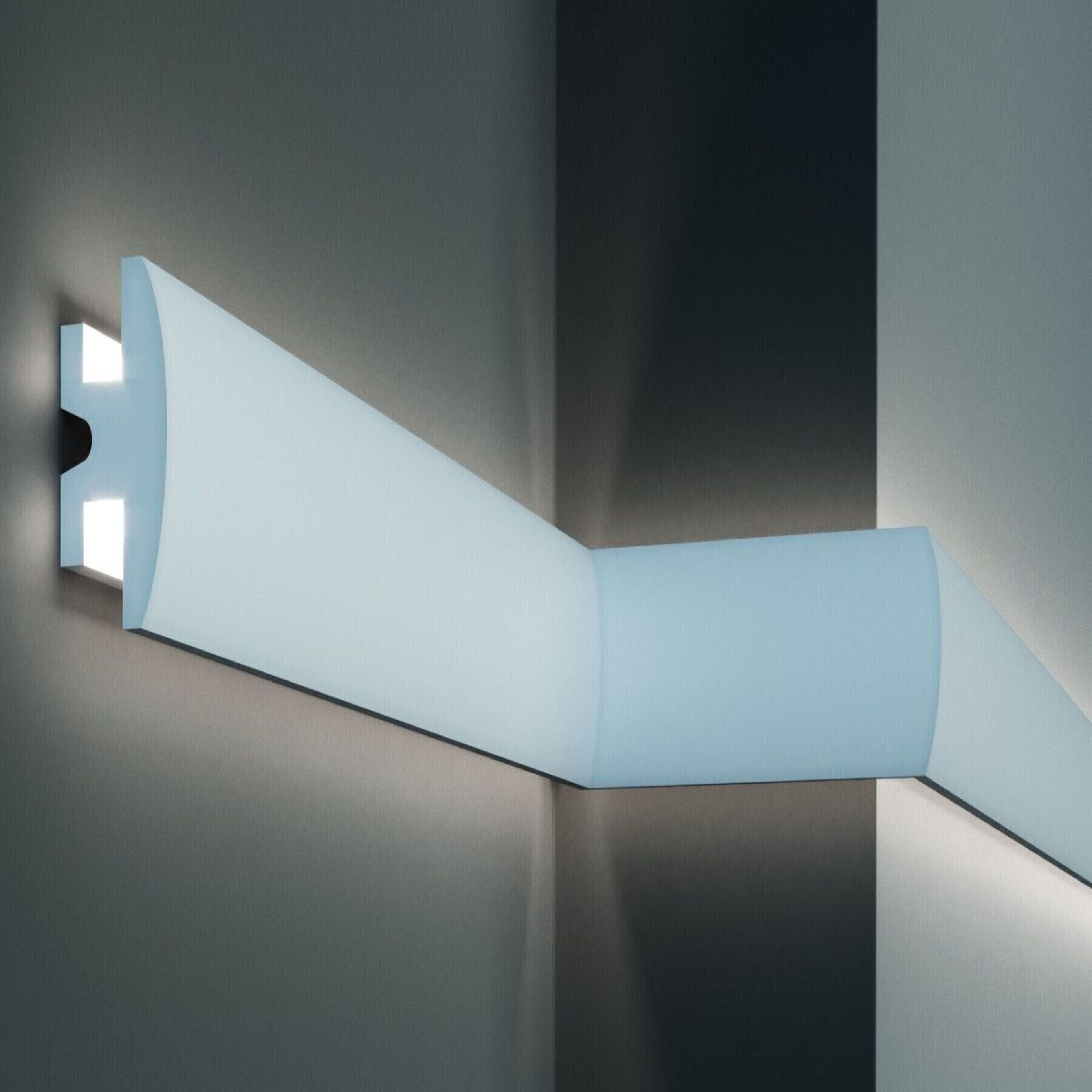 Elite Decor Plinthe lumineuse KD305| Polystyrène 90 x 50 x 1150 mm Blanc Plinthe de plafond en polystyrène expansé