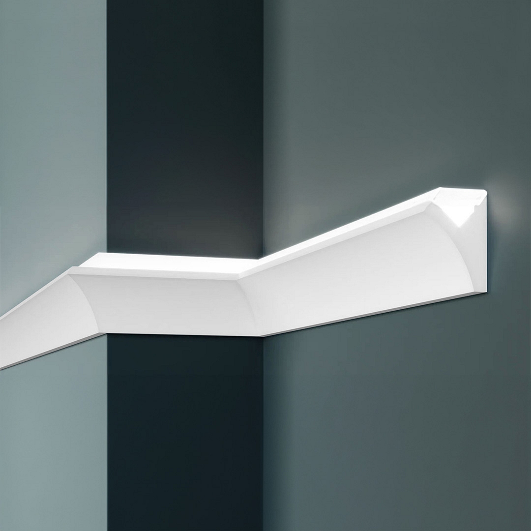 Elite Decor Moulure lumineuse KD407|100 x 60 x 1150 mm Blanc Corniche en polystyrène expansé