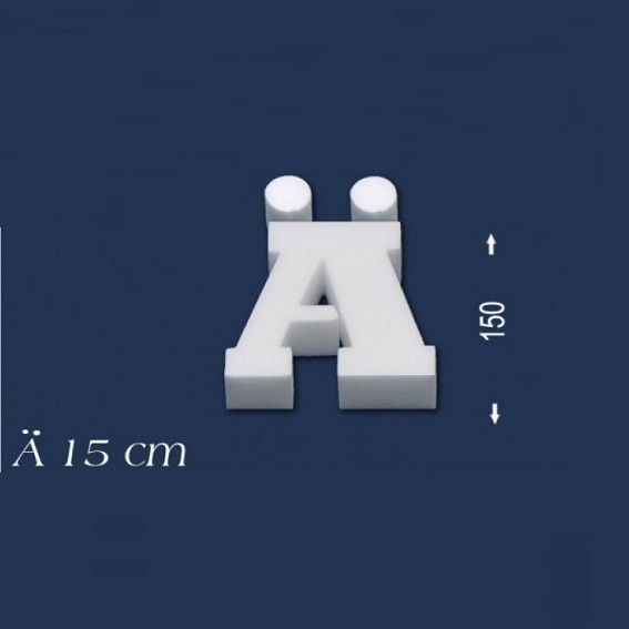 Wiesemann | Lettre décorative "Ä" | Polystyrène | Hauteur : 150 mm | Lettre en polystyrène | Lettre 3D