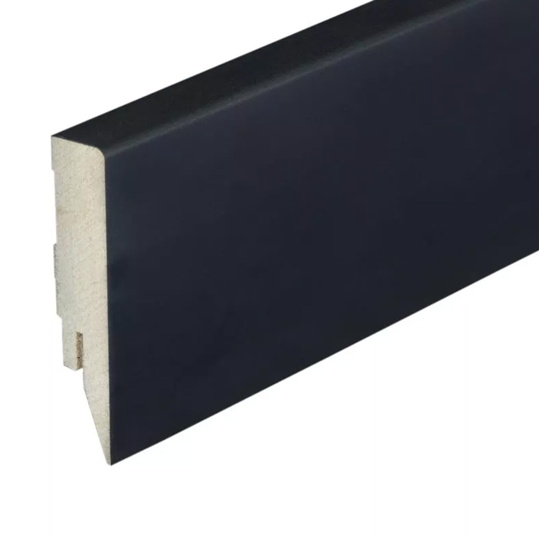 PROVISTON | Plinthe MDF | 16 x 78 x 2500 mm | Noir revêtu | Profil arrondi