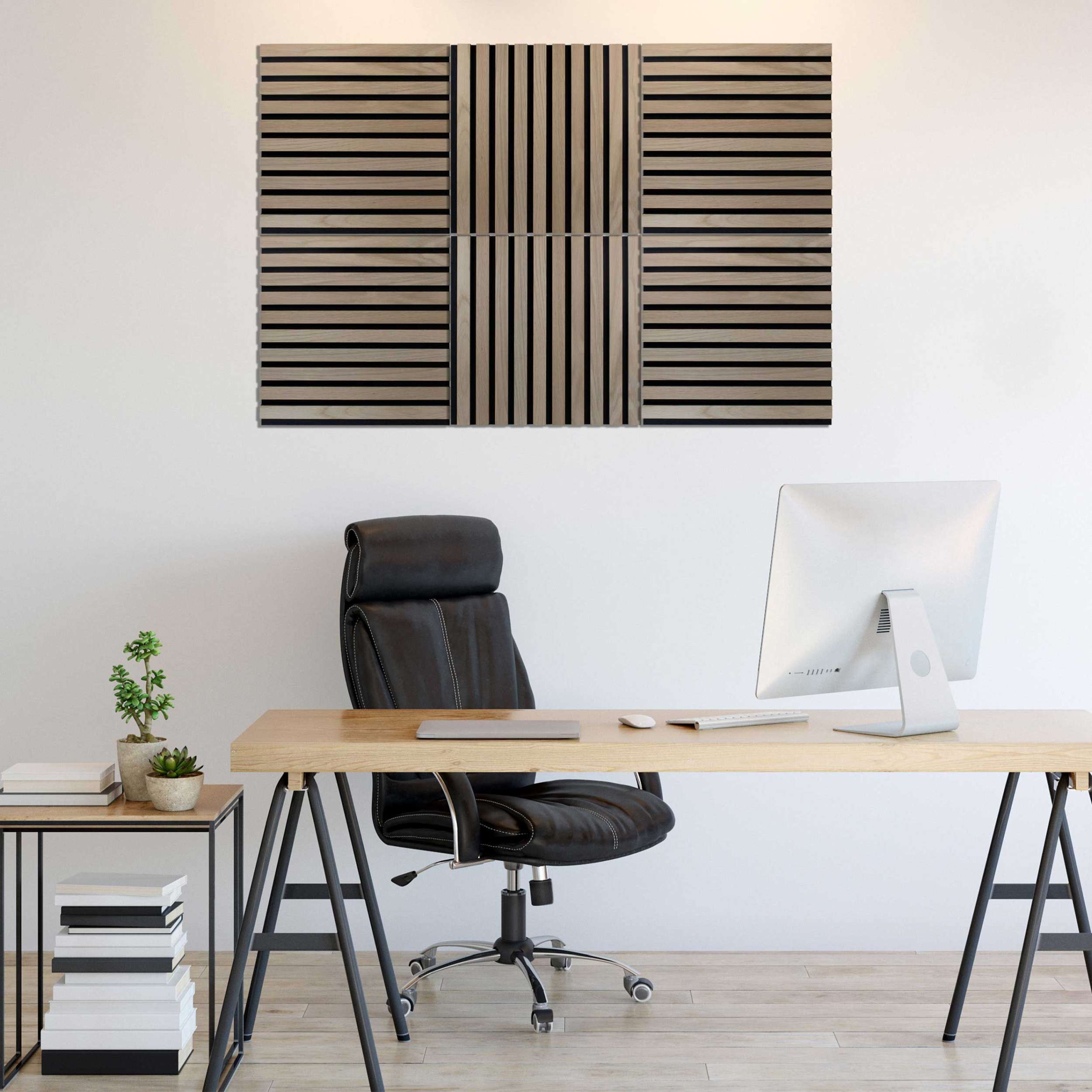 Panneaux Acoustiques En MDF à Lamelles – 120x60 Cm, Chêne Noir, Isolation Phonique Mur Et Plafond