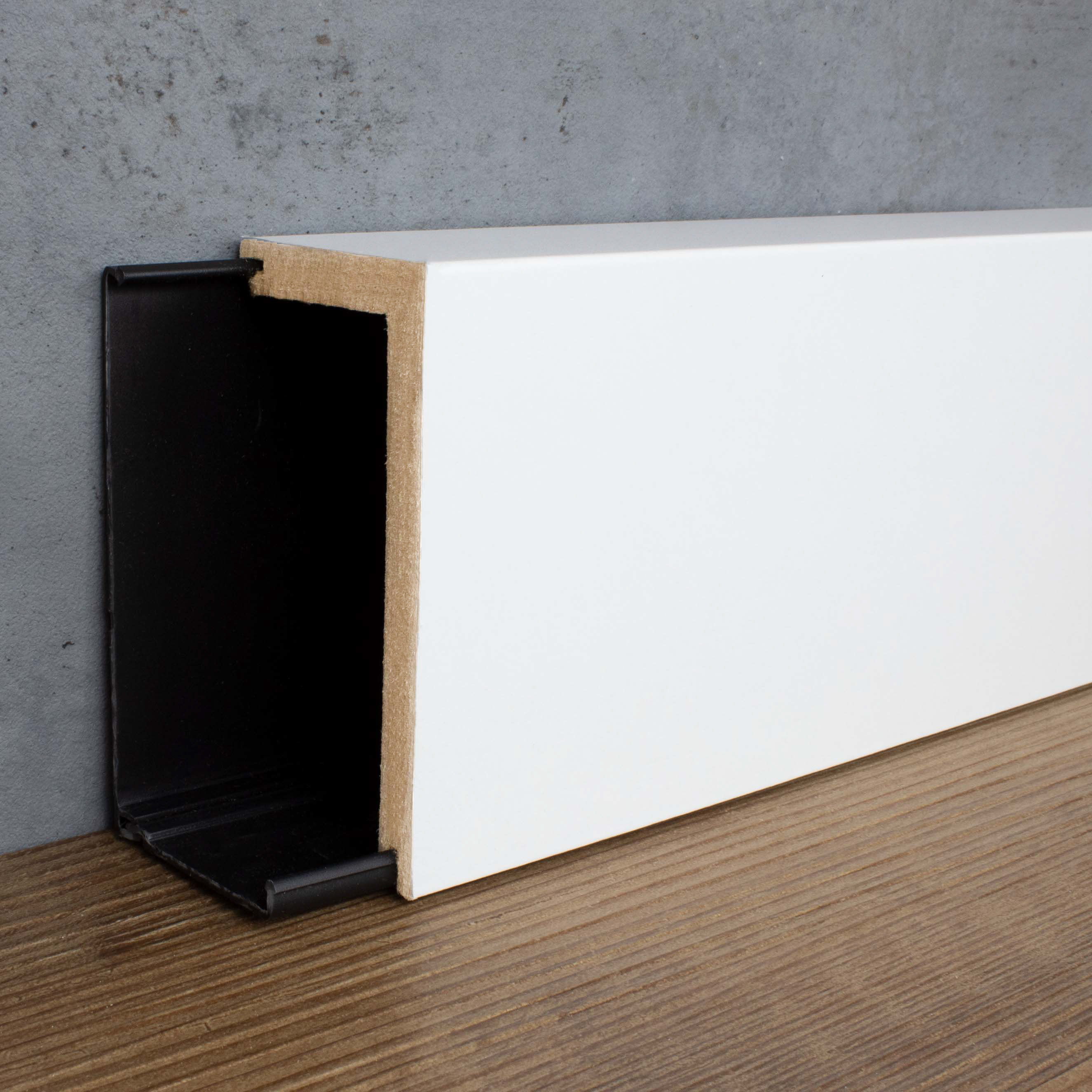 Plinthe Cache-tuyaux PROVISTON - 64x96x2500 Mm - MDF Blanc - Profil Hamburg