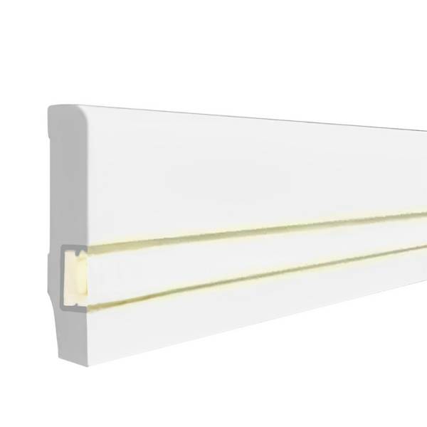 Plinthes LED en bois massif, Noyau en MDF, blanc (13 x 58 x 2500 mm) 720.1358L PROVISTON