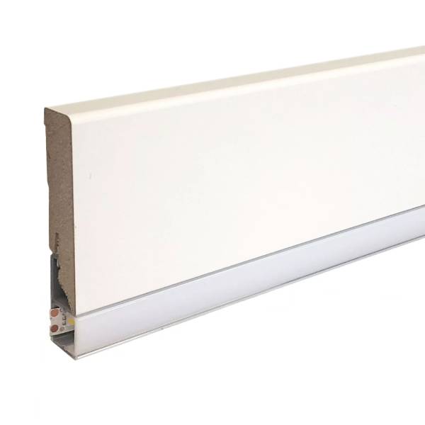 Beliebte Licht Sockelleisten weiß foliert (16 x 85 x 2400 mm)