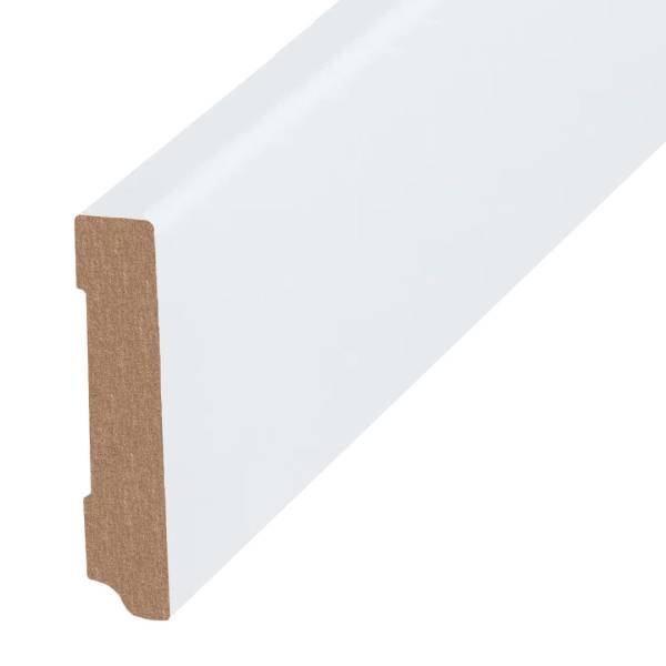 Plinthe blanche avec Noyer MDF, revêtue d&#039;une feuille (19 x 96 x 2500 mm) 720.096 PROVISTON